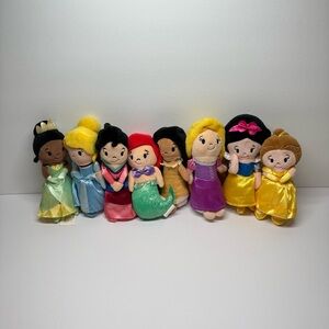 Disney Princess 6 Inch Mini Plush Stuffed Stylized Dolls Lot of 8 Just Play Toys